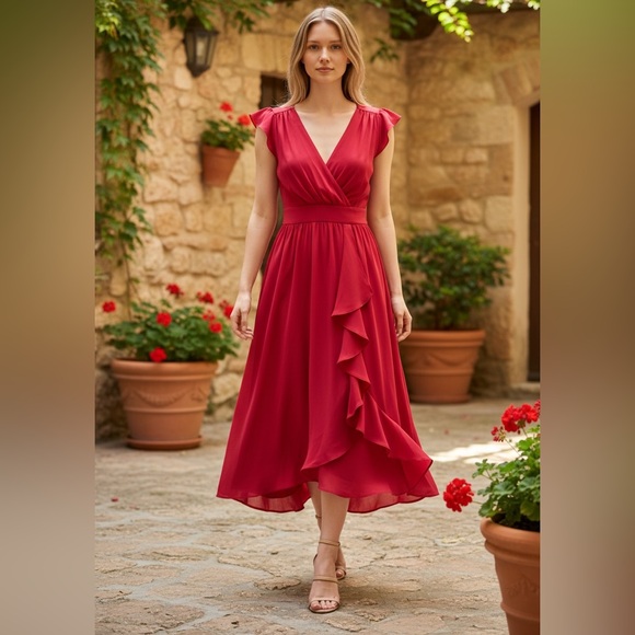 hitherto Anthropologie Dresses & Skirts - BHLDN Hitherto Anthropologie Chic Asymmetrical Red